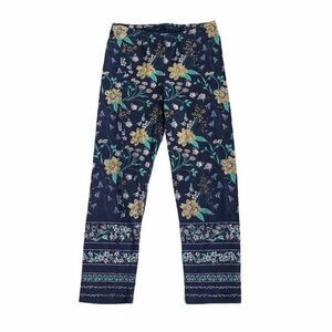 Old Navy Girls Leggings Floral Navy Yellow Green 8